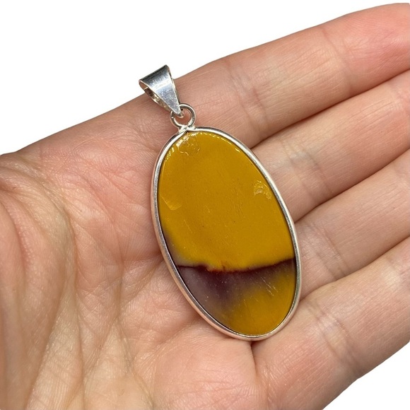 Mookaite Necklace Pendant 925 Sterling Silver Overlay Oval Natural Stone - Picture 3 of 4